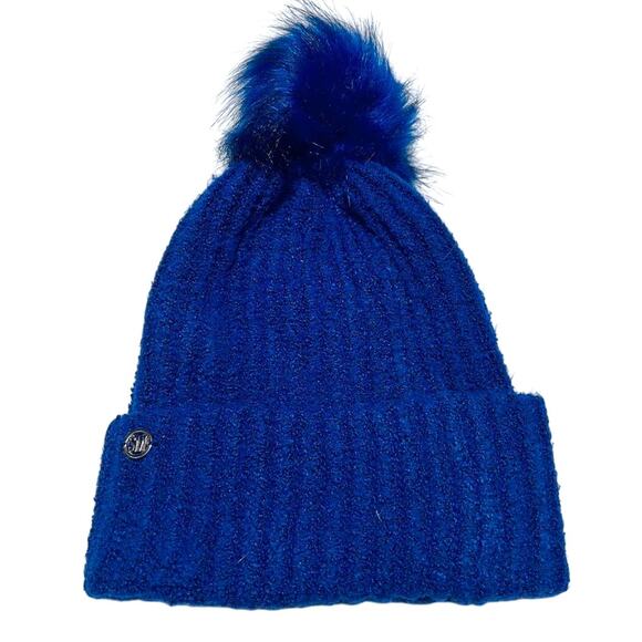 Steve Madden Cobalt Blue Winter Beanie with Pom NWT - Picture 1 of 3